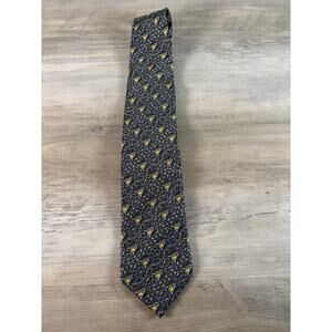 Gianni Versace Black Gold Men's Silk Tie Necktie‎ EUC